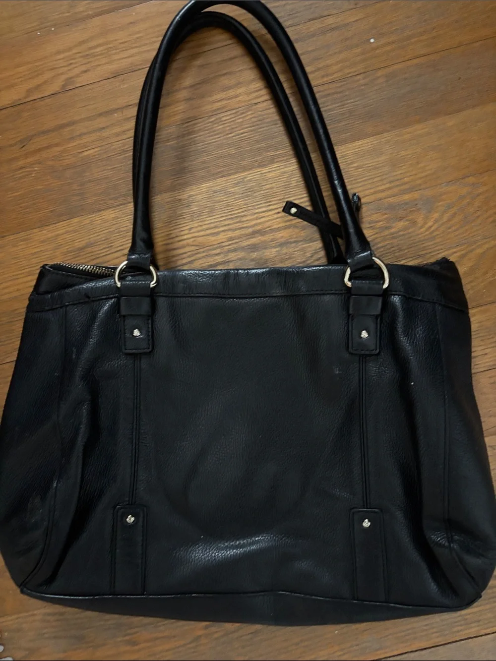 kate spade Black Pebble Leather Tote with Gold Accents